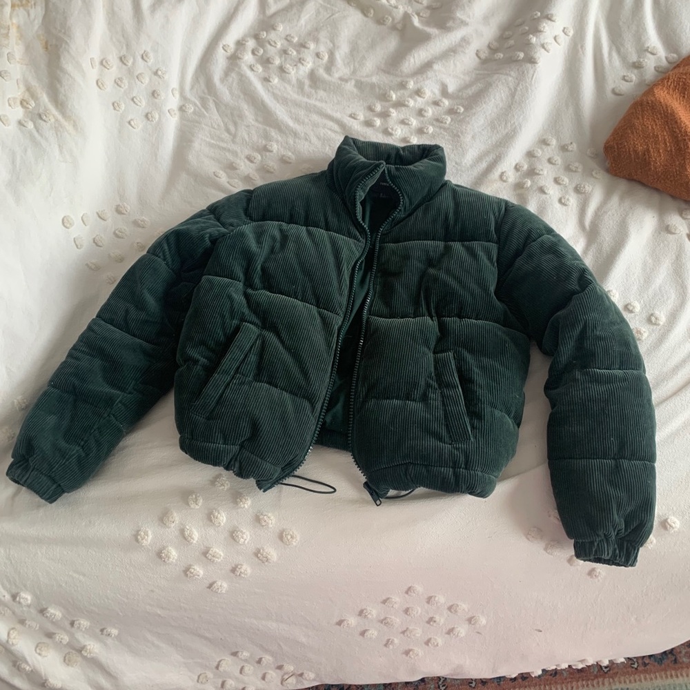 Green Corduroy Puffer Jacket